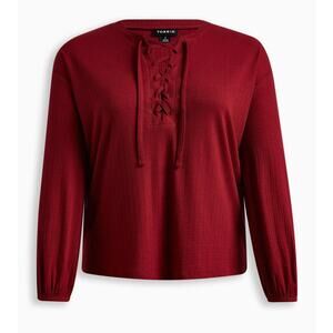Torrid Texture Jersey Lace-Up Drop Shoulder Top Plus Size 2X